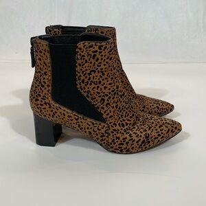 Cole Haan Leopard Animal Print Bootie Size 8.5 Leather Calf Hair